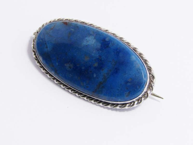 A Lovely Vintage Design Sodalite Brooch in Sterling Silver.