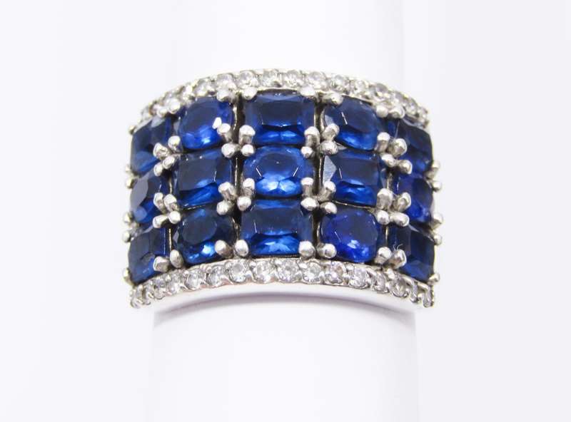 A Gorgeous Broad Blue Zirconia Ring in Sterling Silver.