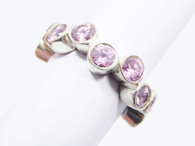 A Gorgeous Chunky Pink Zirconia Full Eternity in Sterling Silver.