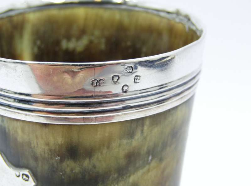 Antique (c1875) British Hallmarked Silver & Horn Beaker