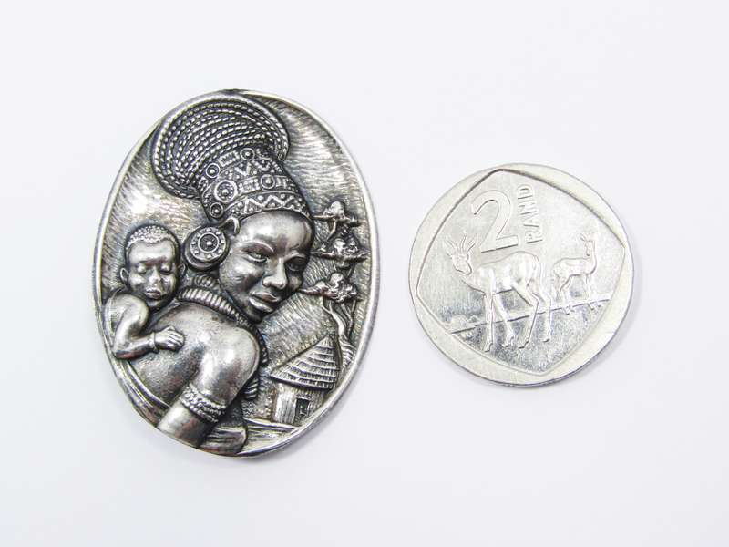 Vintage Candida Sterling Silver African Themed Brooch