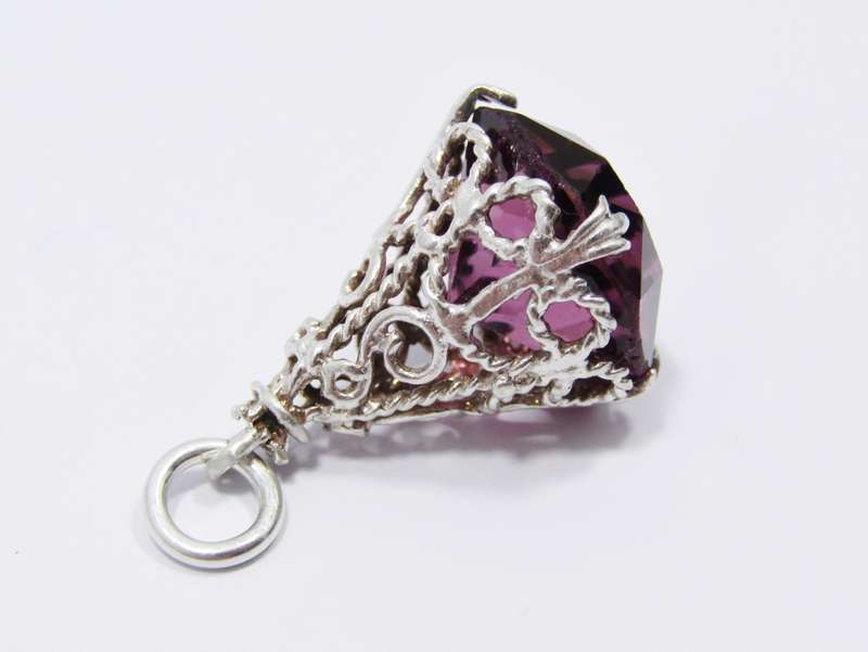 Vintage Filigree Silver Fob Seal Pendant