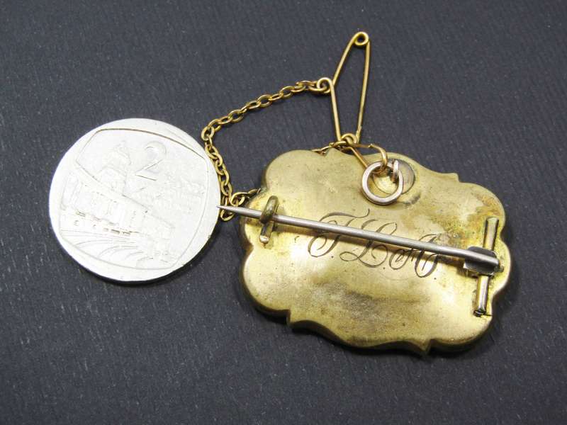 Antique Georgian Gilt Metal Mourning Brooch
