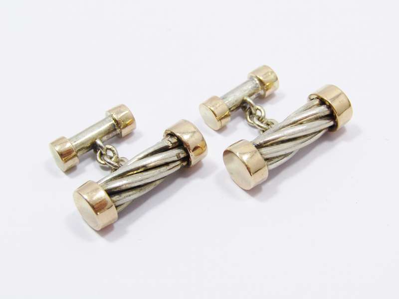 Stunning! Vintage Pair of 9CT Gold & Silver Cufflinks