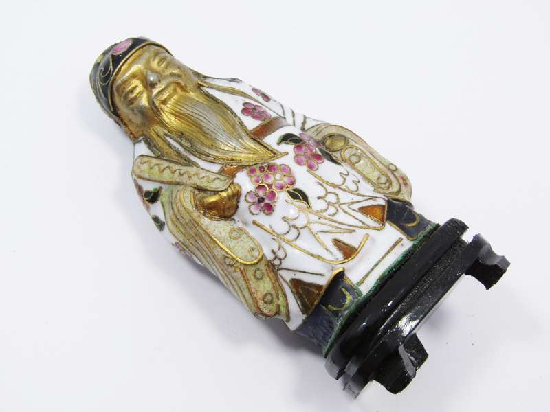 A Gorgeous Fu Chinese Cloisonne Figurine on Stand