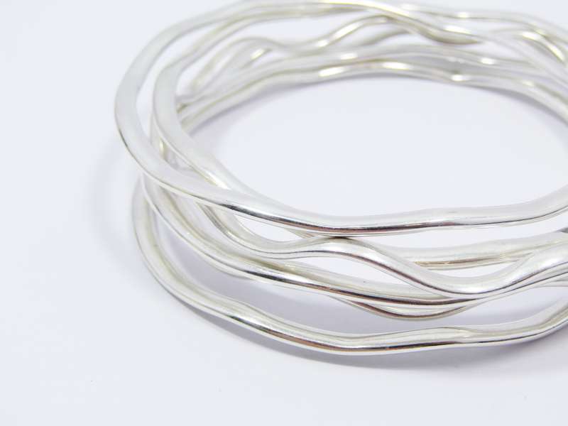 Stunning Flat Sturdy Wavy Design Bangles in Sterling Silver