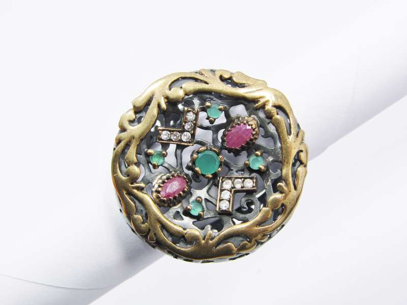 A Gorgeous Huge Filigree Oxidized Ring in Sterling Silver.