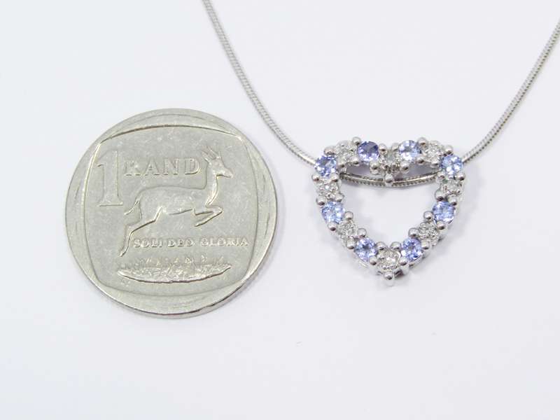 Stunning! 9CT White Gold Tanzanite & Diamond Heart Necklace