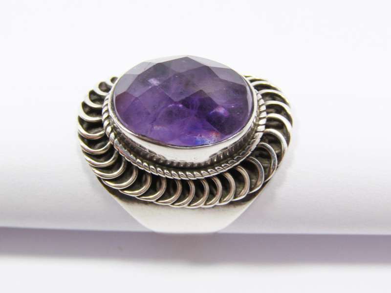 A Lovely Boho Design Amethyst Ring in Sterling Silver