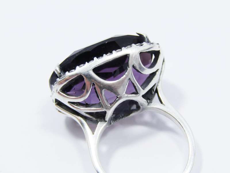 A Gorgeous Chunky Purple Stone Ring in Sterling Silver