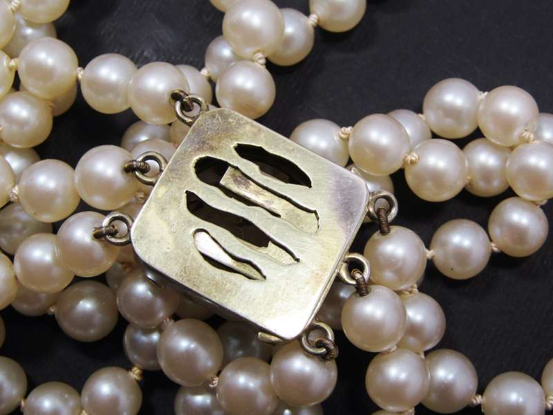 Beautiful! Vintage Smoky Quartz & Silver Necklace with Faux Pearls