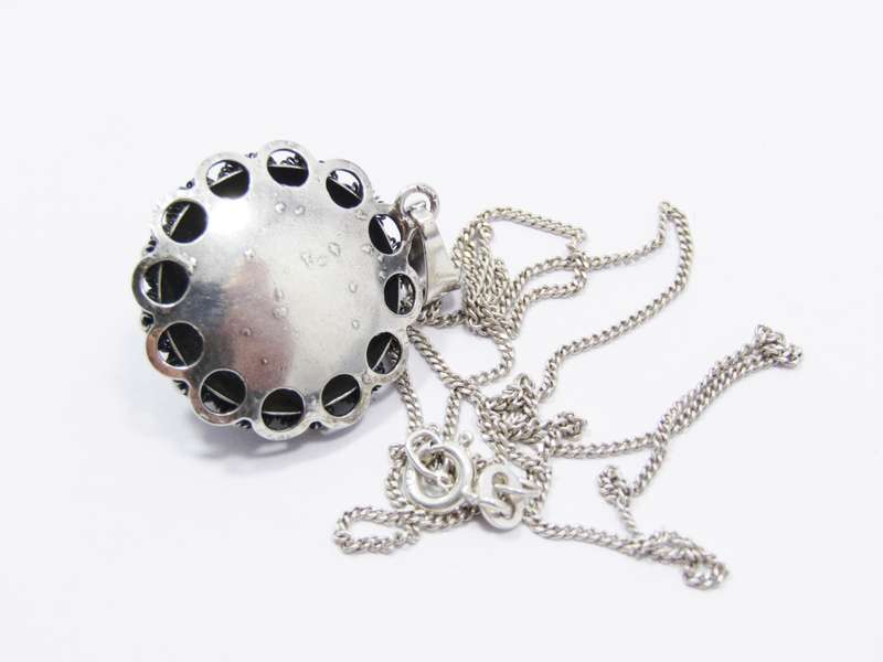 A Lovely Vintage Dutch Button Pendant on Chain in Silver.