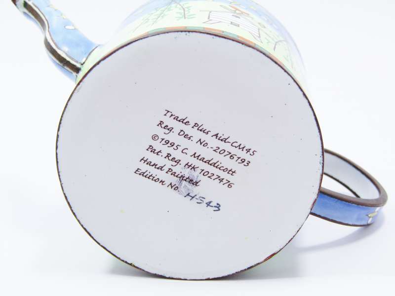 Miniature Copper, Enamel and Hand-Painted Teapot