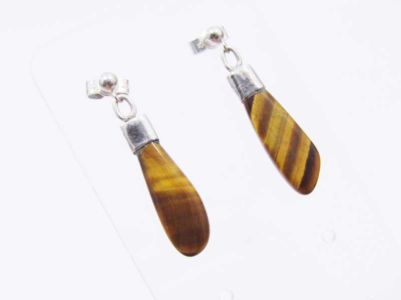 A Gorgeous Pair of Tigers Eye Dangling Earrings in Sterling Silver.