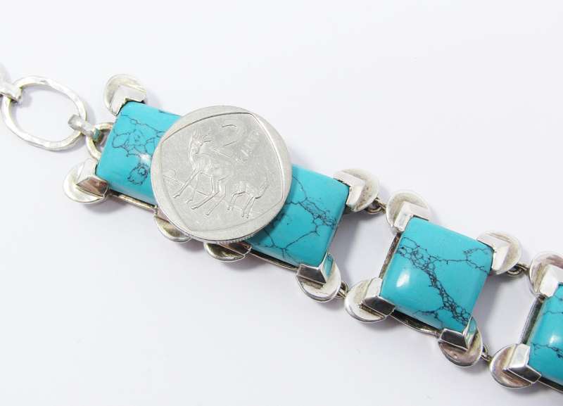 A Gorgeous Chunky Howlite Bracelet in Sterling Silver.