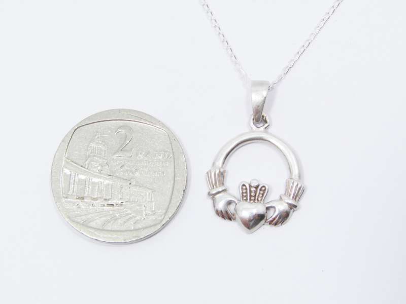 Sterling Silver Claddagh Design Pendant on Chain