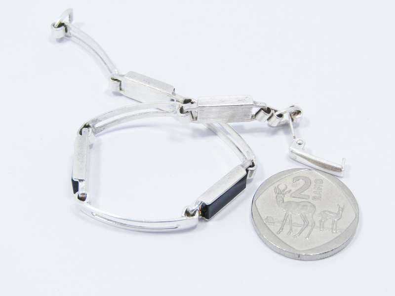 Modernist Silver & Onyx Bracelet by Friedrich Speidel