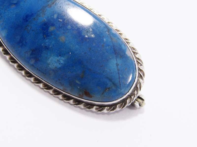 A Lovely Vintage Design Sodalite Brooch in Sterling Silver.