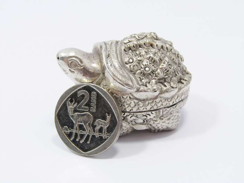 Vintage Cambodian Silver Miniature Box in the form of a Turtle