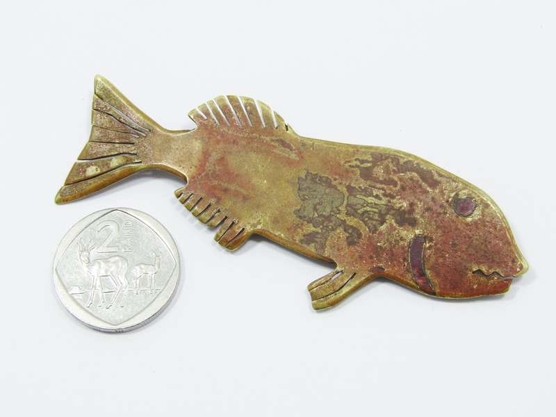 Vintage Copper/Brass Patinated Large Fish Brooch
