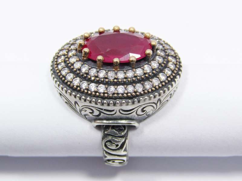 A Gorgeous Chunky Synthetic Ruby Ring in Sterling Silver