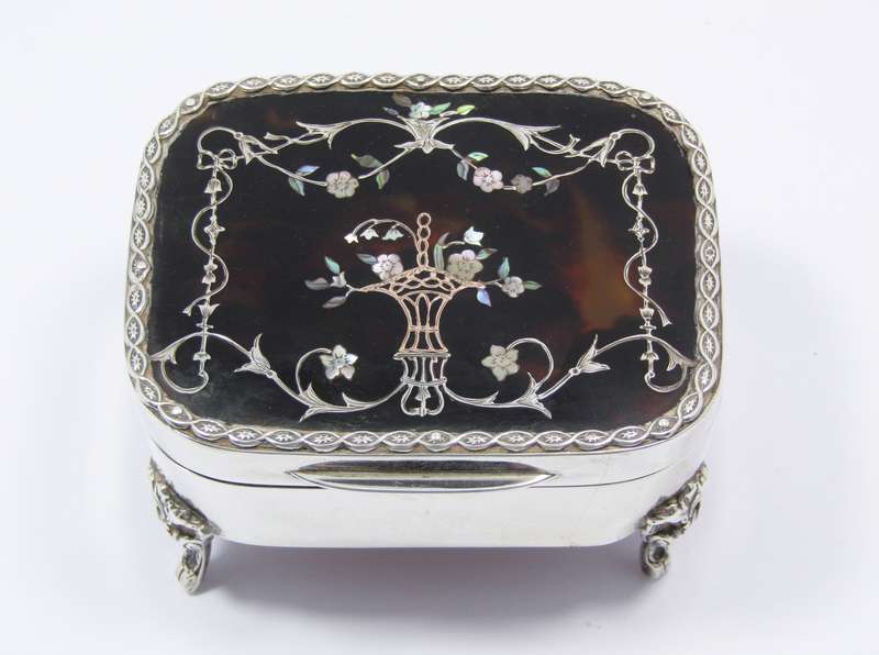 Stunning! Antique (c1907) Silver & Tortoise Shell Box