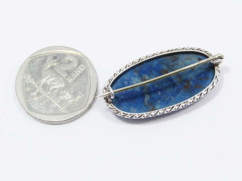 A Lovely Vintage Design Sodalite Brooch in Sterling Silver.