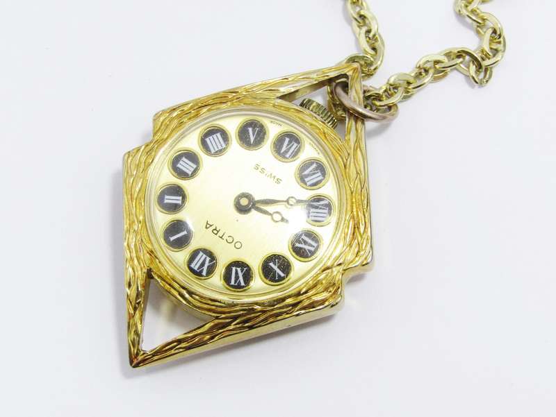 Lovely Vintage Gold-Tone Swiss Watch Necklace
