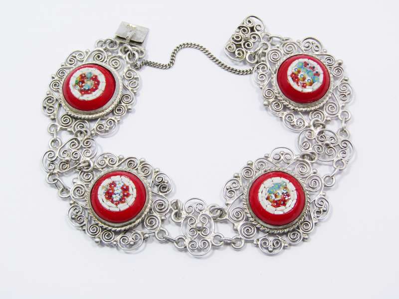 Gorgeous Chunky Micro Mosaic Bracelet in Silver
