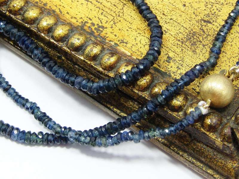 Stunning! Genuine Graduated Sapphire Beads with 9CT Gold Clasp