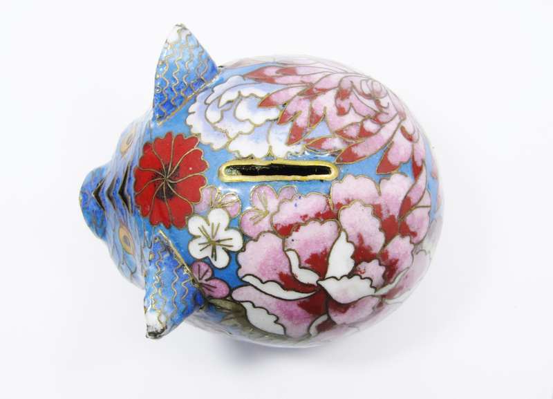 Rare Find! Vintage Oriental Cloisonne Piggy Bank