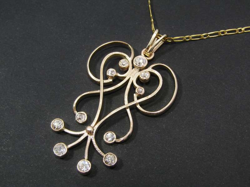 Exceptional! Statement Antique Style Gold & 1.5ct Diamond Necklace