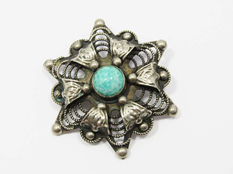 Vintage Italian Silver-Tone Costume Jewellery Brooch
