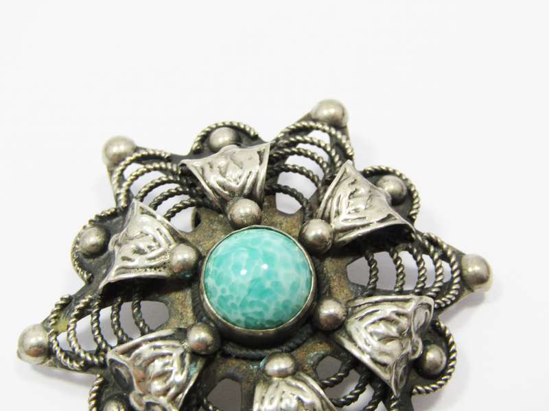 Vintage Italian Silver-Tone Costume Jewellery Brooch