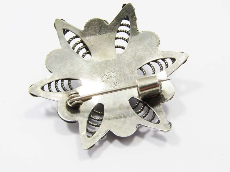 Vintage Italian Silver-Tone Costume Jewellery Brooch