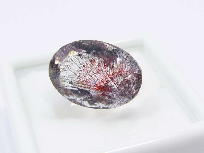 Beautiful 18.5ct Rutilated Quartz Faceted Gemstone