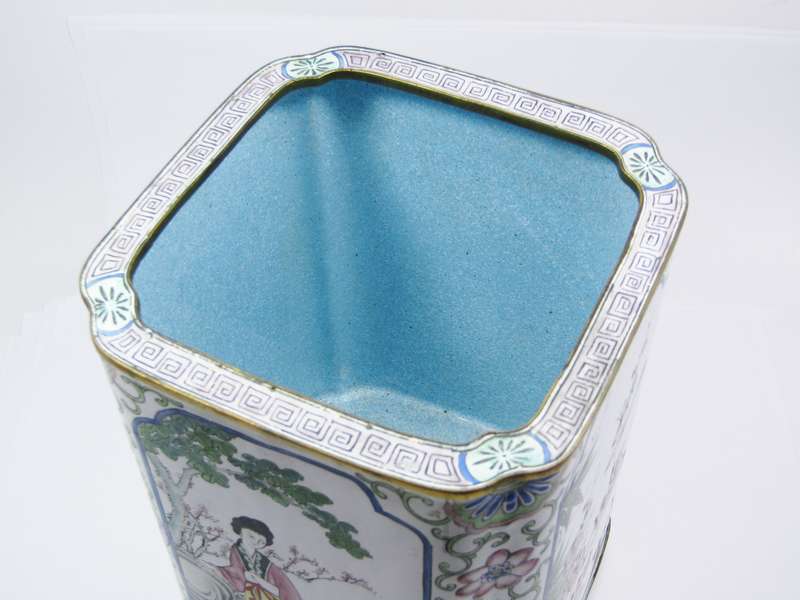 Exquisite! Antique Canton Enamel Large Brush Pot