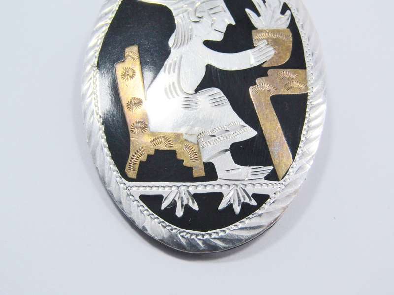 Gorgeous Huge Hecho Mexico Brooch In Sterling Silver