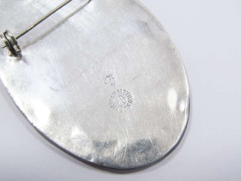 Gorgeous Huge Hecho Mexico Brooch In Sterling Silver