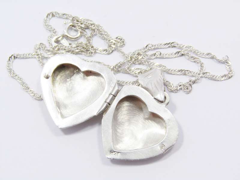 Lovely Vintage Style Engraved Locket Locket On Chain in Sterling Silver
