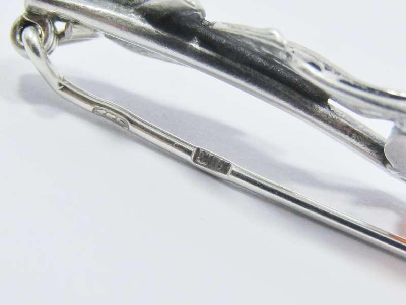 Lovely Sterling Silver & Amber Brooch