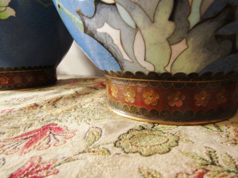 Exquisite! Pair of Beautiful Design Large Cloisonne Vases