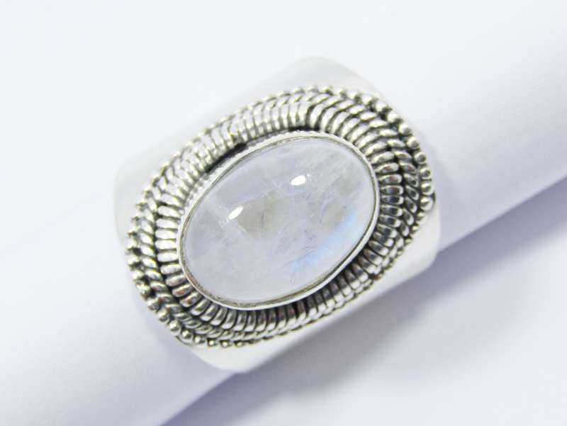 A Stunning Bohemian Design Ring With a Moonstone in Sterling Silver.