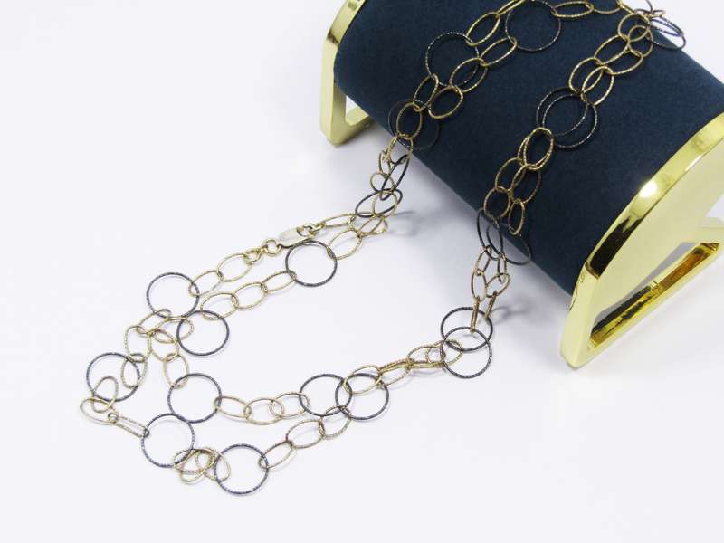 Beautiful Oxidized Sterling Silver & Gilt Long Necklace
