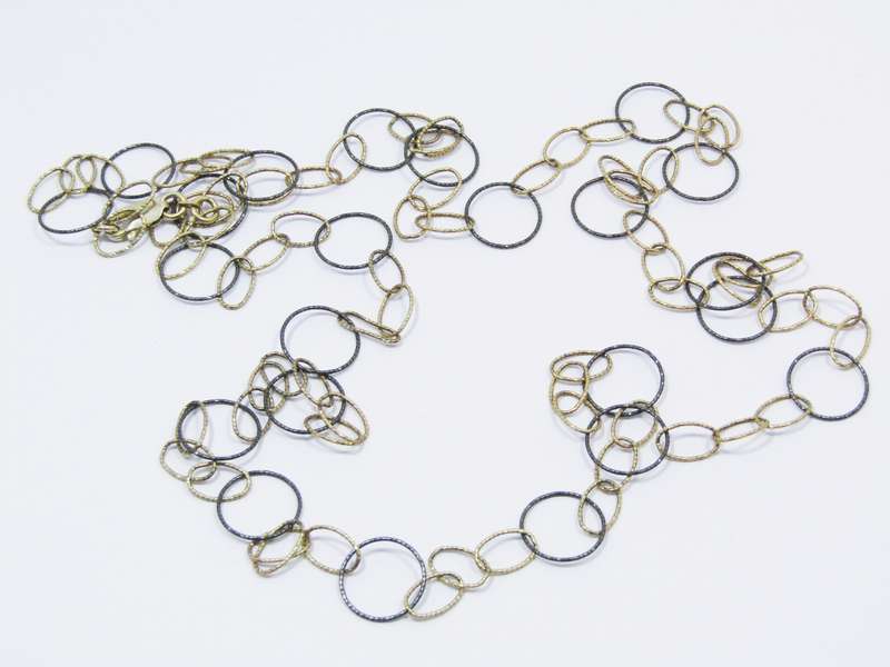 Beautiful Oxidized Sterling Silver & Gilt Long Necklace