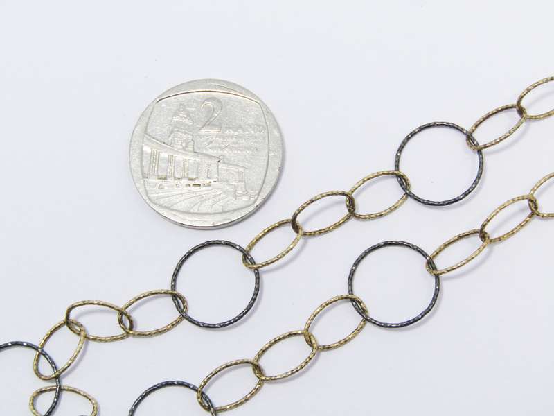Beautiful Oxidized Sterling Silver & Gilt Long Necklace
