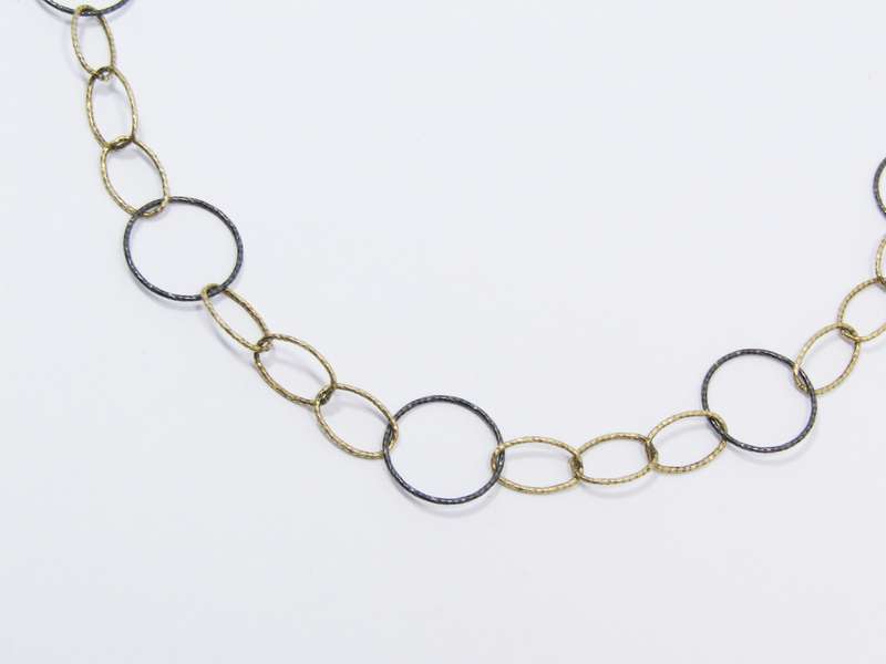 Beautiful Oxidized Sterling Silver & Gilt Long Necklace