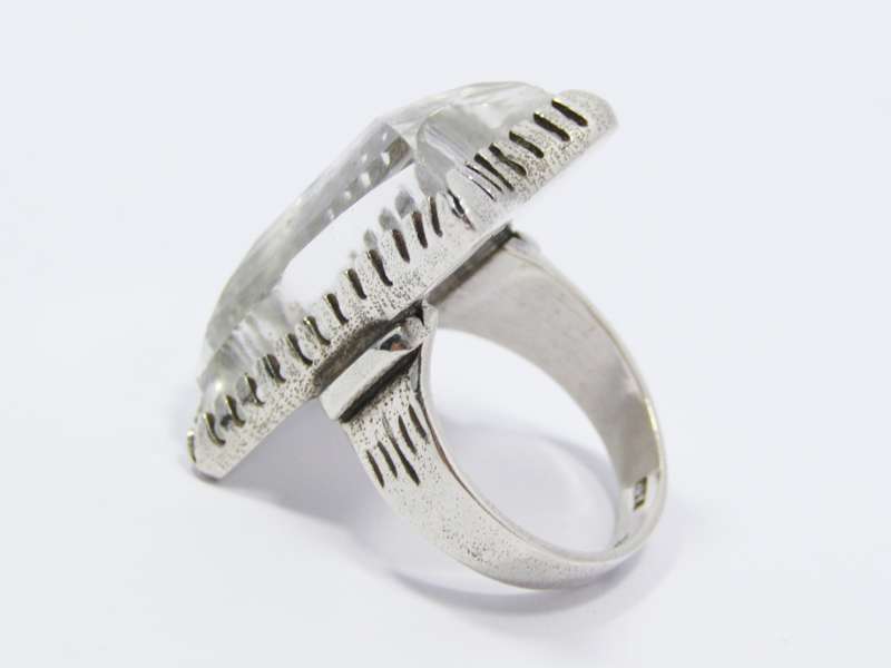 Lovely Vintage Mexico 950 Silver & Rock Crystal Ring