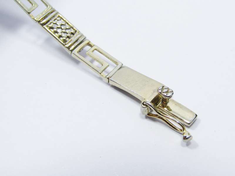 Lovely Sterling Silver Gilt Paneled Link Bracelet