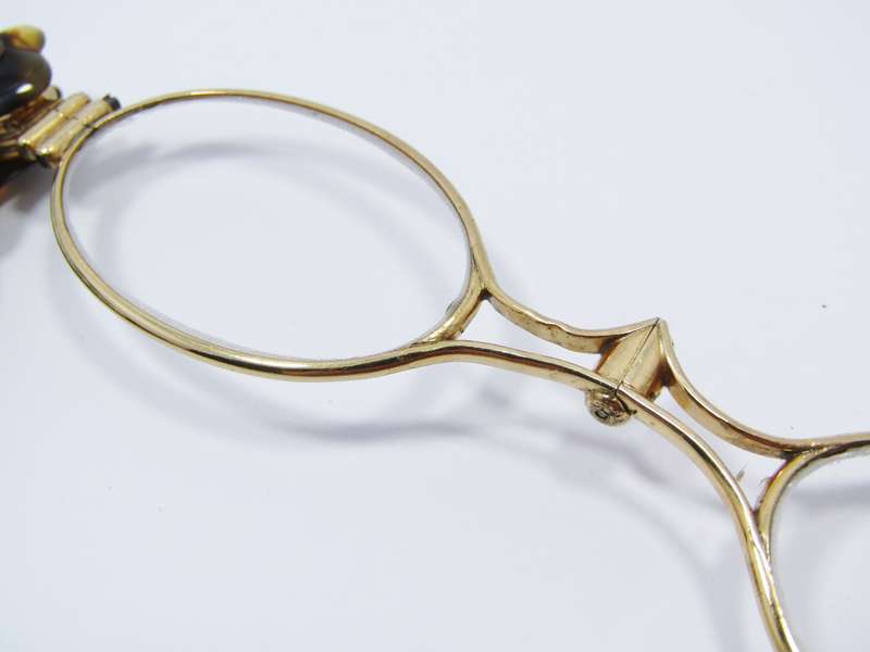 Stunning! Antique French Rolled Gold & Tortoiseshell Lorgnette